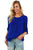 Sexy Blue Ruched Detail Pin up Sleeve Front Blouse