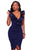 Sexy Blue Ruffle V Neck Detail Midi Dress