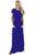 Sexy Blue Short Sleeve Ruched Waist Maxi Dress