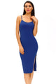 Sexy Blue Side Slit Midi Dress
