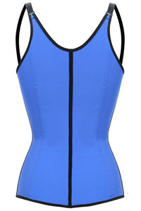 Sexy Blue Steel Boned Latex Waist Trainer Vest