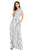 Sexy Blue Striped White Short Sleeve Maxi Dress