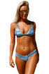 Sexy Blue Summer Printed Strappy Back Bikini Swimsuit