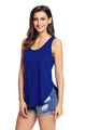 Sexy Blue Summer Side Slits Tank Top with Pocket