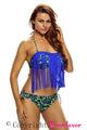 Sexy Blue Tassel Accent 2pcs Brazilian Bikini Swimsuit