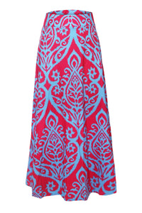Sexy Blue Tendril Printed Rosy Maxi Skirt