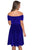Sexy Blue Velvet Off Shoulder PleatedSkater Dress