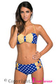 Sexy Blue White Dots Bow Detail High Waist Bathing Suit