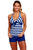 Sexy Blue White Striped 2pcs Halter Tankini Swimsuit