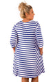 Sexy Blue White Stripes Relaxed Curvy Dress