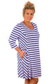 Sexy Blue White Stripes Relaxed Curvy Dress