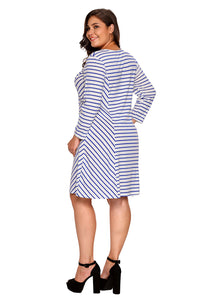 Sexy Blue White Stripes Relaxed Curvy Dress