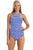 Sexy Blue White Tidal Wave High Neck One Piece Maillot