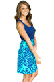 Sexy Blue and Aqua Printed Short Dress