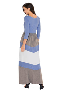 Sexy Blue and Gray Chevron Maxi Dress