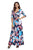 Sexy Bluish Floral Print Wrapped Long Boho Dress