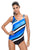 Sexy Bluish Oblique Stripes One Piece Swimsuit
