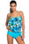 Sexy Bluish Print 2pcs Bandeau Tankini Swimsuit
