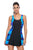 Sexy Bluish Print Black Panel Front A-line Swimdress