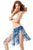 Sexy Bluish Printed Tassel Beach Skirt