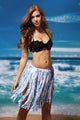 Sexy Bluish Printed Tassel Beach Skirt