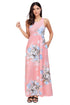 Sexy Blush Floral Print Sleeveless Long Boho Dress