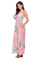 Sexy Blush Floral Print Sleeveless Long Boho Dress