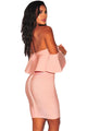 Sexy Blush Pink Ruffle Off Shoulder Bandage Dress