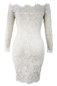Sexy Bodycon Off-shoulder Long Sleeve Lace Dress
