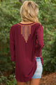 Sexy Bohemian Embroidery Burgundy Sleeved Blouse