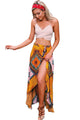 Sexy Boho Dream Tie Waist Tribal Print Asymmetrical Maxi Skirt