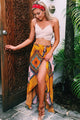 Sexy Boho Dream Tie Waist Tribal Print Asymmetrical Maxi Skirt