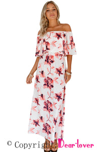 Sexy Boho Vibe Floral Print Off Shoulder Maxi Dress
