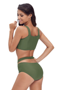Sexy Brazil Army Green Multiway Strap High Waist Bikini