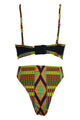 Sexy Bright African Print Cut out High Waist Swimsuit