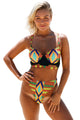 Sexy Bright African Print Cut out High Waist Swimsuit