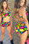 Sexy Bright Color Blocks Print Sporty Bathing Suit