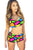 Sexy Bright Color Blocks Print Sporty Bathing Suit