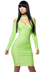 Sexy Bright Green Cut out Bodycon Dress