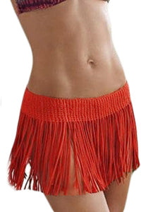 Sexy Bright Orange Fringe Skirt Cover up
