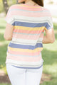 Sexy Bright Striped Short Sleeve T-shirt