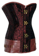 Sexy Brown Brocade Steampunk Corset with Clasp Fasteners