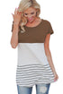 Sexy Brown Color Block Striped Long Top