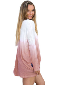 Sexy Brown Ombre Split Side Long Sleeve Top