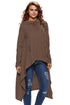 Sexy Brown Plain Drawstring Irregular Oversize Hoodie