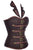 Sexy Brown Satin Leather Steampunk Corset with collar