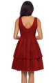 Sexy Burgundy A-Line Tiered Short Prom Dress