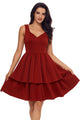 Sexy Burgundy A-Line Tiered Short Prom Dress