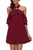 Sexy Burgundy Adorable Sexy O Ring Detail Ruffle Dress