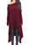Sexy Burgundy Asymmetric Hemline Long Sleeve Oversize Sweater